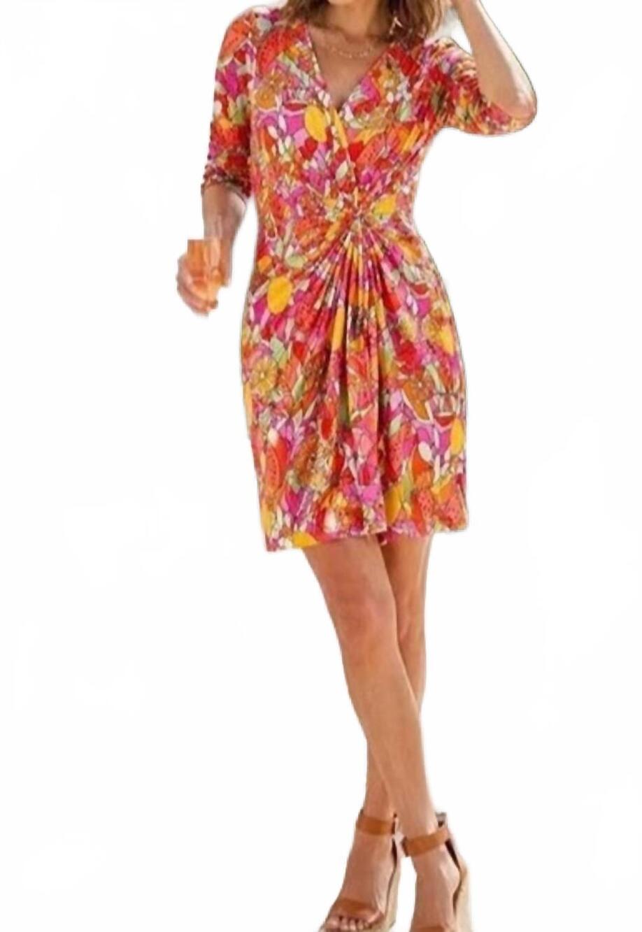 NEW HALE BOB v-neck citrus dress in pink fruit
